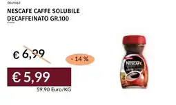 Prezzemolo e Vitale NESCAFE CAFFE SOLUBILE DECAFFEINATO offerta