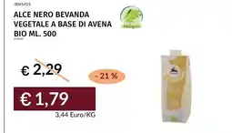 Prezzemolo e Vitale ALCE NERO BEVANDA VEGETALE A BASE DI AVENA BIO offerta