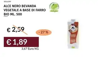 Prezzemolo e Vitale ALCE NERO BEVANDA VEGETALE A BASE DI FARRO BIO offerta