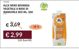 Prezzemolo e Vitale ALCE NERO BEVANDA VEGETALE A BASE DI MANDORLE BIO offerta