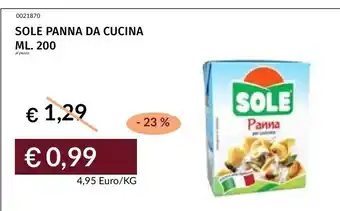 Prezzemolo e Vitale SOLE Panna da cucina offerta