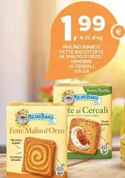 Extra Supermercati Mulino Bianco Fette Biscottate al Malto d'Orzo/ Armonie ai Cereali offerta