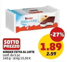 PENNY Kinder fetta al latte offerta