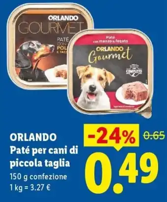 Lidl ORLANDO Paté per cani di piccola taglia offerta