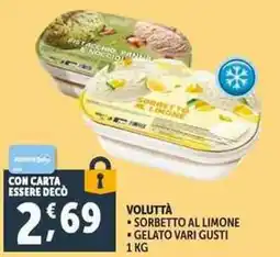 Deco Supermercati VOLUTTÀ SORBETTO AL LIMONE GELATO VARI GUSTI offerta