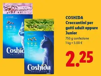 Lidl Coshida croccantini per gatti adult oppure junior offerta