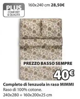 JYSK Completo di lenzuola in raso MIMMI offerta