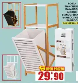 Maury's PORTA BIANCHERIA MA MAISON MOBILE BIANCO/BIANCO BAMBOO/NERO BAMBOO offerta