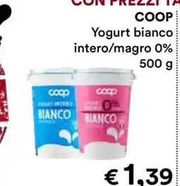 Coop COOP YOGURT BIANCO INTERO/MAGRO 0% offerta