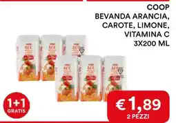 Coop COOP BEVANDA ARANCIA, CAROTE, LIMONE, VITAMINA C 3X200 ML offerta