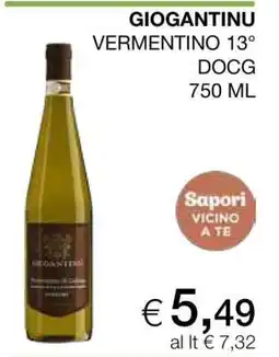 Coop GIOGANTINU VERMENTINO 13° DOCG 750 ML offerta