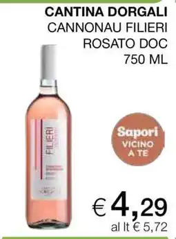 Coop CANTINA DORGALI CANNONAU FILIERI ROSATO DOC 750 ML offerta