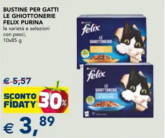 Esselunga Bustine per gatti Le Ghiottonerie Felix Purina offerta