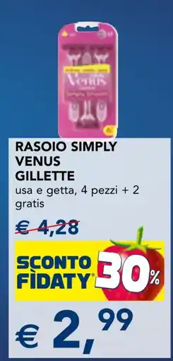 Esselunga Rasoio Simply Venus Gillette offerta