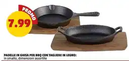 PENNY Padele in ghisa per BBQ con tagliere in legno offerta