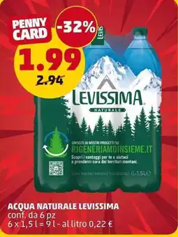 PENNY Acqua Naturale Levissima offerta