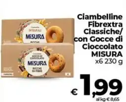 Coop Ciambelline Fibrextra Classiche con Gocce di Cioccolato MISURA offerta