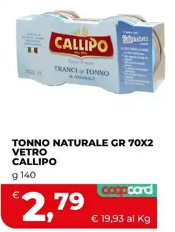 Coop TONNO NATURALE VETRO CALLIPO offerta