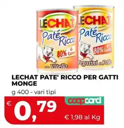 Coop LECHAT PATE' RICCO PER GATTI MONGE offerta