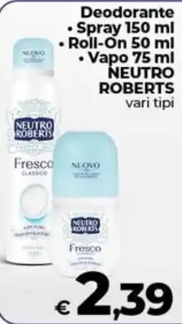 Coop Deodorante NEUTRO ROBERTS offerta