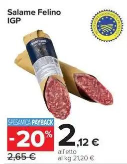 Carrefour Salame Felino IGP offerta
