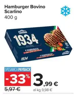 Carrefour Hamburger Bovino Scarlino offerta