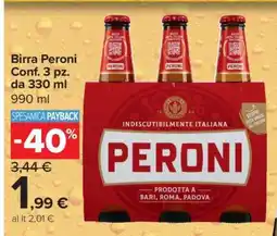 Carrefour Birra Peroni Conf. 3 pz. da 330 ml offerta