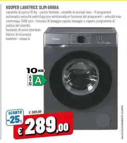 Famila KOOPER LAVATRICE SLIM GRIGIA offerta
