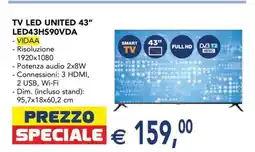 Esselunga TV LED UNITED 43” LED43HS90VDA offerta