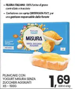 Eurospar PLUMCAKE CON YOGURT MISURA SENZA ZUCCHERI AGGIUNTI offerta
