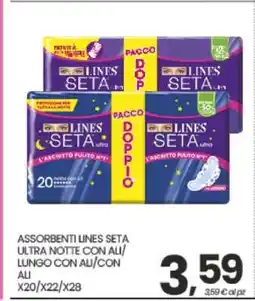 Eurospar ASSORBENTI LINES SETA ULTRA NOTTE CON ALI/LUNGO CON ALI/CON ALI offerta