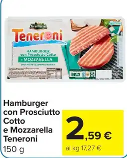 Carrefour Market Hamburger con Prosciutto Cotto e Mozzarella Teneroni offerta