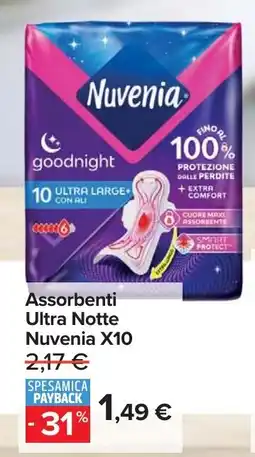 Carrefour Market Assorbenti Ultra Notte Nuvenia X10 offerta