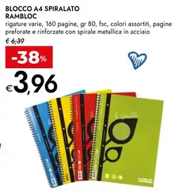 Bennet BLOCCO A4 SPIRALATO RAMBLOC offerta