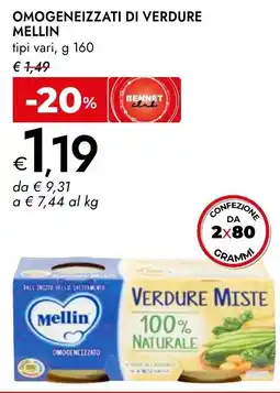 Bennet OMOGENEIZZATI DI VERDURE MELLIN offerta