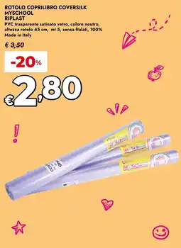 Bennet Rotolo coprilibro coversilk myscchool Riplast offerta
