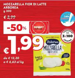 Bennet Mozzarella fior di latte Arborea offerta