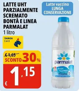 Tigros Latte UHT parzialmente scremato Bontà e Linea Parmalat offerta