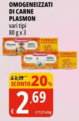 Tigros OMOGENEIZZATI DI CARNE PLASMON offerta