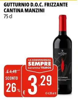Tigros Gutturnio D.O.C. Frizzante Cantina Manzini offerta