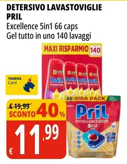 Tigros Detersivo lavastoviglie Pril Excellence 5in1 offerta