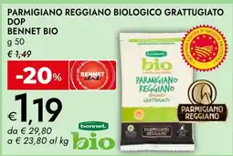 Bennet Parmigiano Reggiano biologico grattugiato Bennet Bio offerta