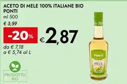 Bennet Aceto di mele 100% italiane bio Ponti offerta