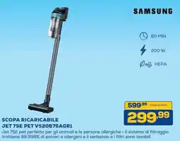 Euronics SAMSUNG SCOPA RICARICABILE JET 75E PET offerta