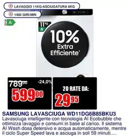 Trony SAMSUNG LAVASCIUGA WD11DG6B85BKF3 offerta