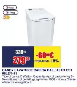 Trony CANDY LAVATRICE CARICA DALL'ALTO CST 06LE/1-11 offerta