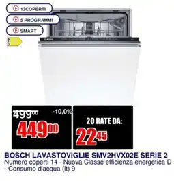 Trony BOSCH LAVASTOVIGLIE SMV2HVX02E SERIE 2 offerta