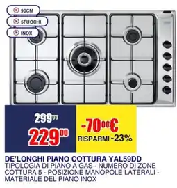 Trony DE'LONGHI PIANO COTTURA YAL59DD offerta