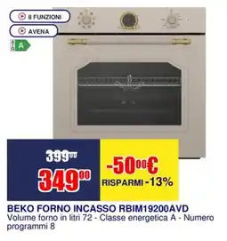 Trony BEKO FORNO INCASSO RBIM19200AVD offerta