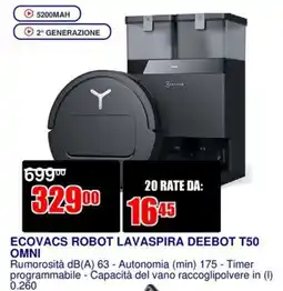 Trony ECOVACS ROBOT LAVASPIRA DEEBOT T50 OMNI offerta